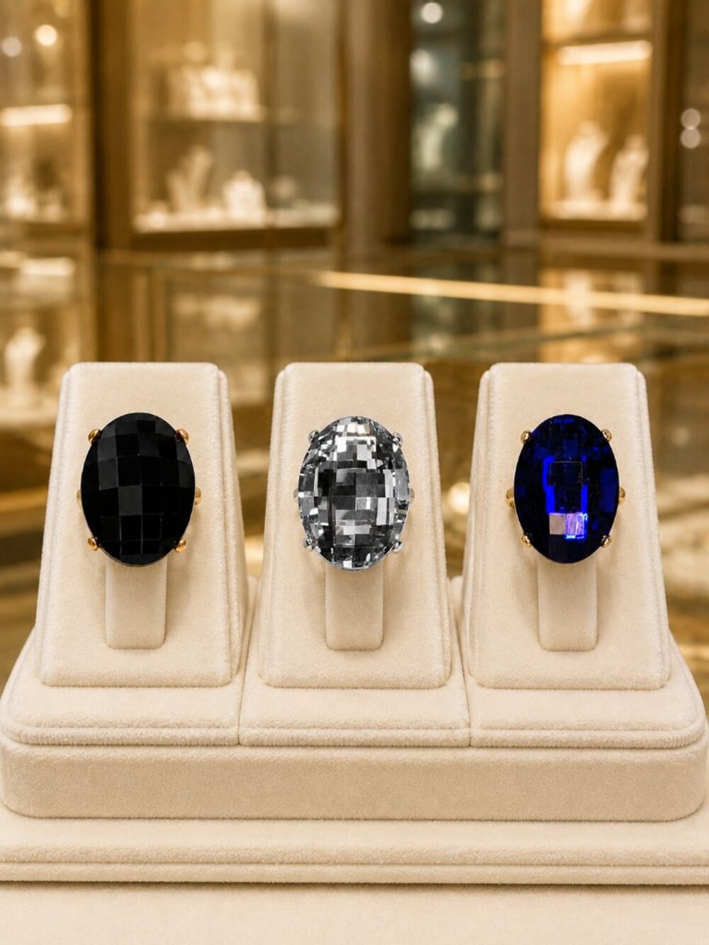 Oversized Faceted Crystal Statement Stretch Ring